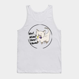 He/They Pronouns Kitty (v2) Tank Top